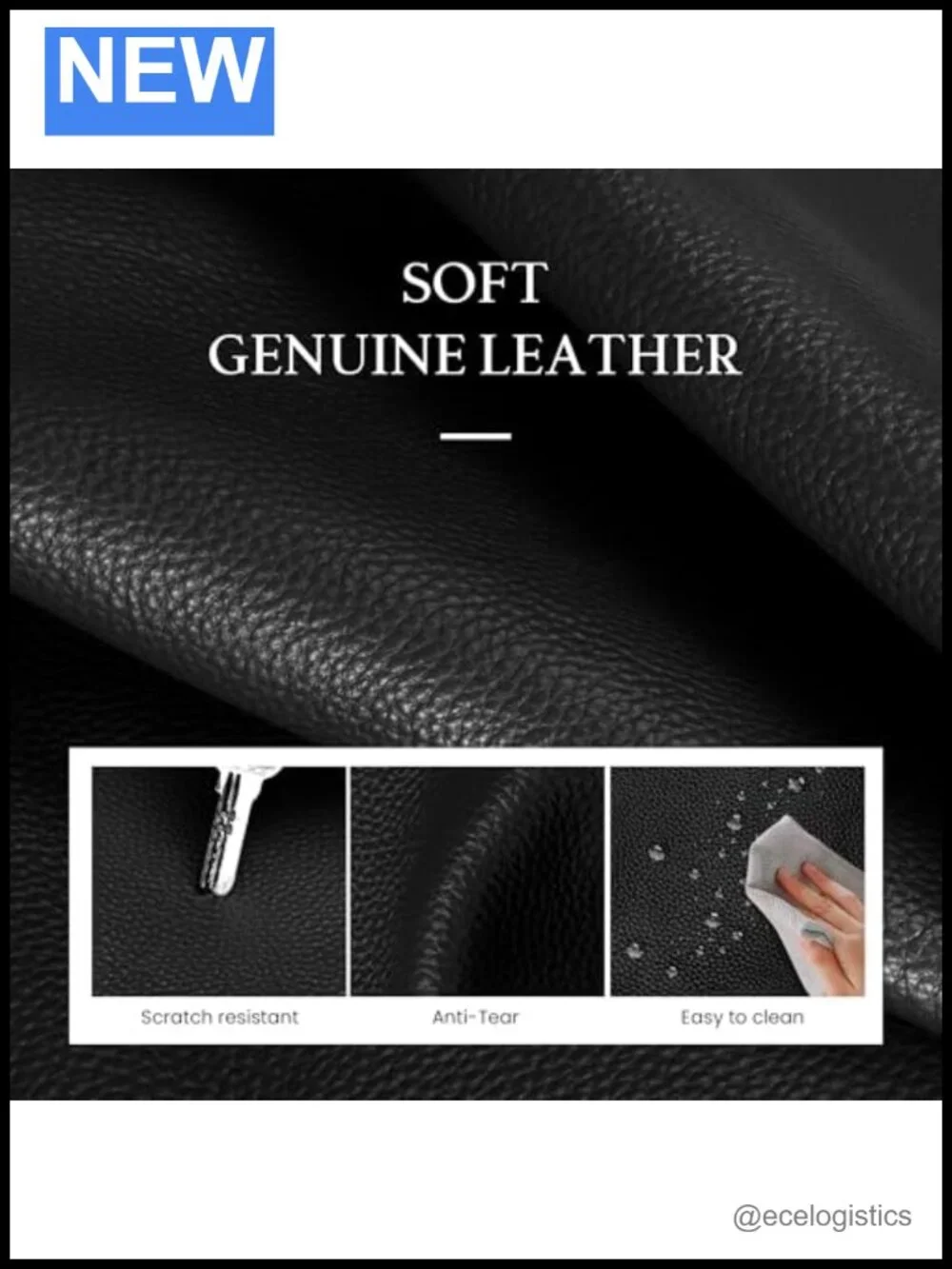 Genuine Leather Tote Bag with Padded 15.6